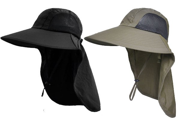 Wide Brim Sun Hat with Large Neck Flap - Nine Colours Available