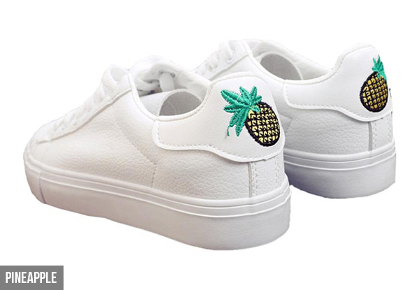 Heel-Embroidered White Sneakers - Two Styles & Six Sizes Available with Free Delivery