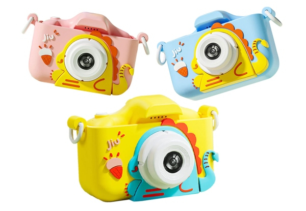 Kids Dinosaur Camera with 64GB Memory Card - Available in Three Colours & Options for Two-Pack