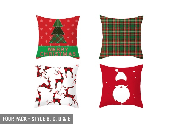 Two-Pack Christmas Cushion Covers - Six Styles Available - Option for Four-Pack