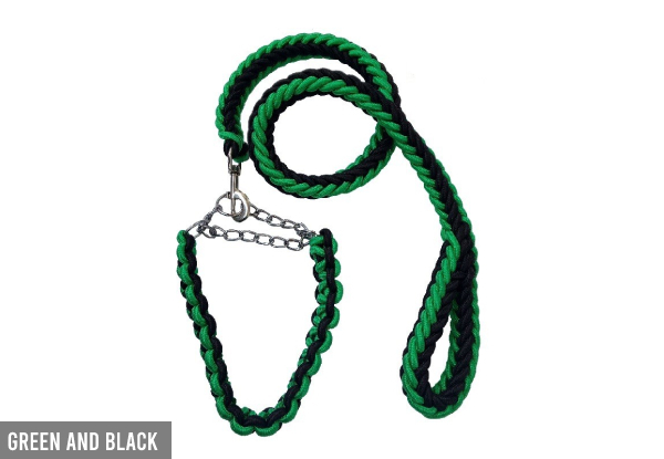 Double Strand Rope Dog Leash with Collar - Five Colours & Four Sizes Available