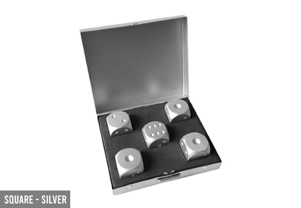 Five-Piece Set of Aluminium Alloy Dice - Two Styles & Two Colours Available