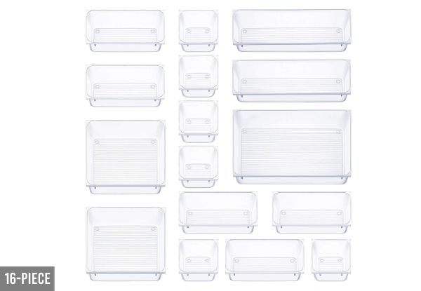 16-Piece Mixed-Sized Rectangular Clear Storage Box - Option for 25-Piece