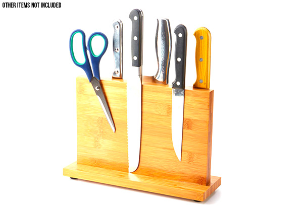 Bamboo Magnetic Knife Storage Stand