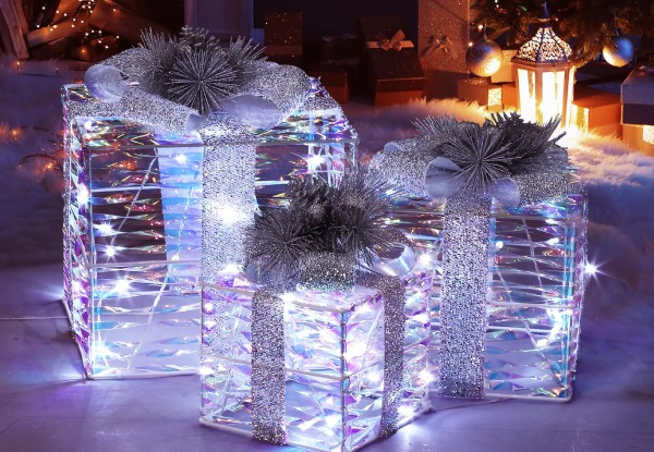 Three-Set 3D Foldable Gift Box LED Christmas Lights