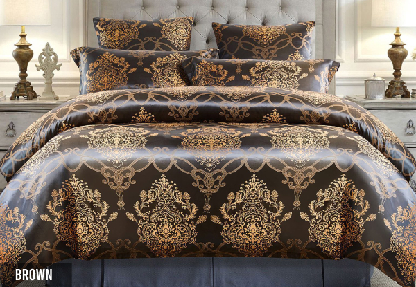 Three-Piece 500TC Jacquard Comforter Set - Available in Six Colours & Three Sizes