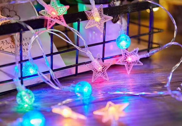 Christmas 20-LED Star-Shaped Fairy String Light - Available in Two Styles, Two Light Colours & Options for 40 & 80-LED