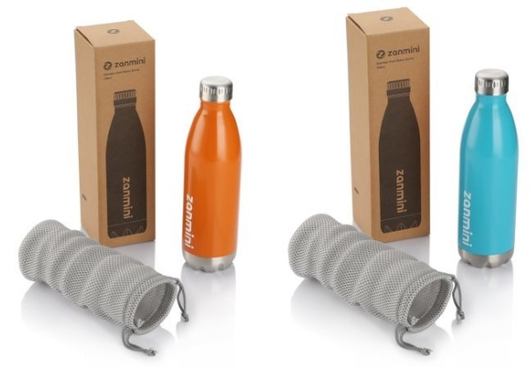 Zanmini Stainless Steel Insulated 500ML Water Bottle - Two Colours Available