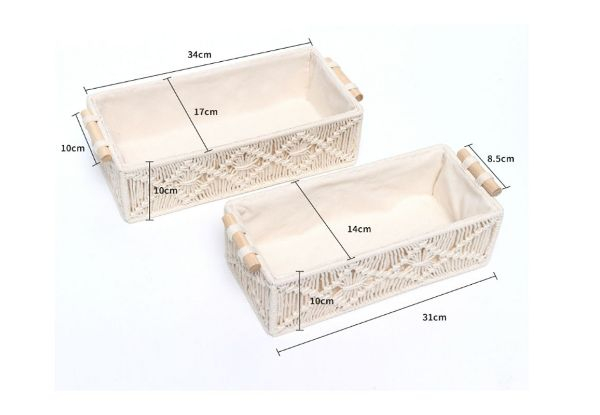 Two-Piece Boho Macrame Storage Basket Decor - Two Colours Available