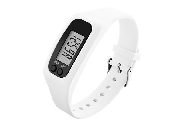 LCD Silicone Wristband Pedometer - Seven Colours Available