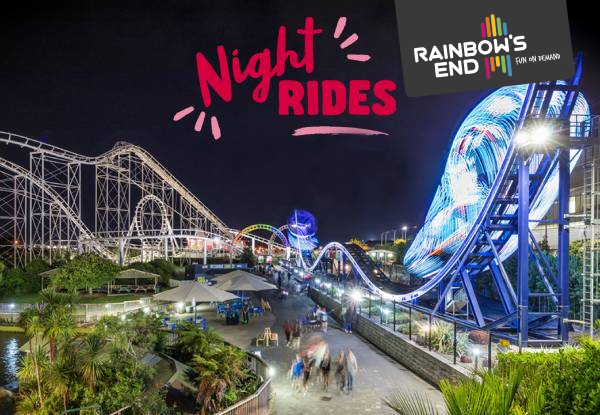 Adult or Child Rainbow's End Night Rides Superpass Featuring Unlimited Entry to Rides incl. City Strike Laser Tag - Option for Four Superpasses -  Valid 1st, 8th or 15th April 2023