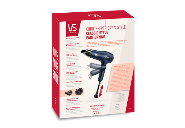 VS Sassoon Cord Keeper Dry & Style Hairdryer