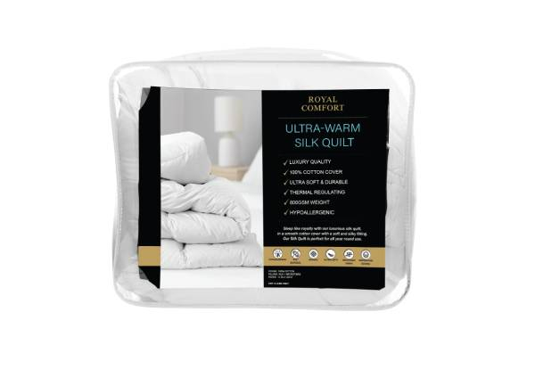 Royal Comfort 800GSM Ultra Warm Silk Quilt - Four Sizes Available