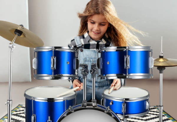 Melodic Kids Classic Five-Piece Drum Set Kit with Stool - Two Colours Available