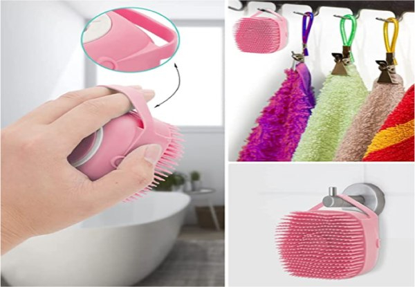 One-Pack Silicone Pet Massaging Brush incl. Shampoo Dispenser - Three Colours Available & Option Two-Pack
