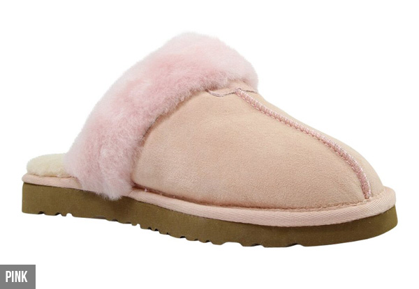 Ugg Auzland Sheepskin Water-Resistant Women Fur Trim Scuffs - Available in Five Colours & Three Sizes