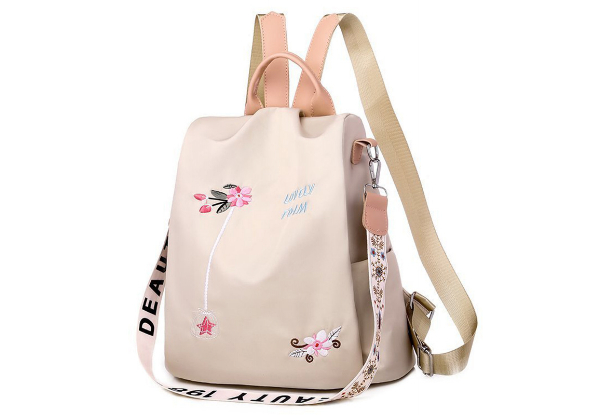 Women's Floral Embroidered Backpack - Available in Three Colours