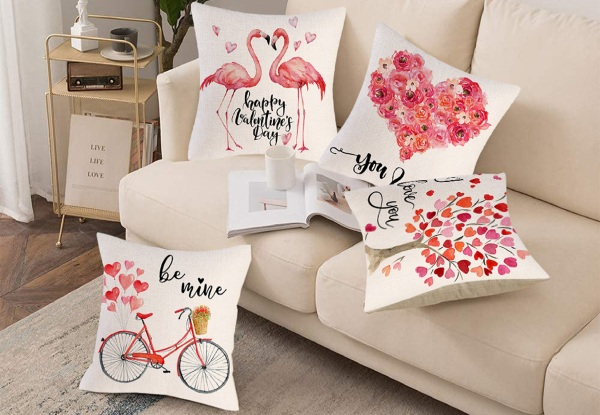 Valentine Printed Linen Pillow Cases - Five Styles Available - Option for Two