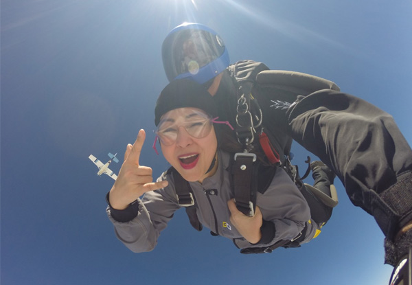 13,000-Feet Tandem Skydive Package with Views of NZ's Biggest City & Beyond incl. a Voucher Towards Photo or Video or Combo - Options for 9,000 & 7,500 Feet & Two People - Valid from 1st Jan 2022