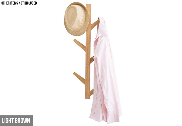 Six-Hook Bamboo Wall-Mounted Coat Rack