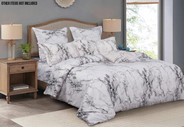 White Marble Printed Duvet Cover Set - Three Sizes Available with Free Delivery