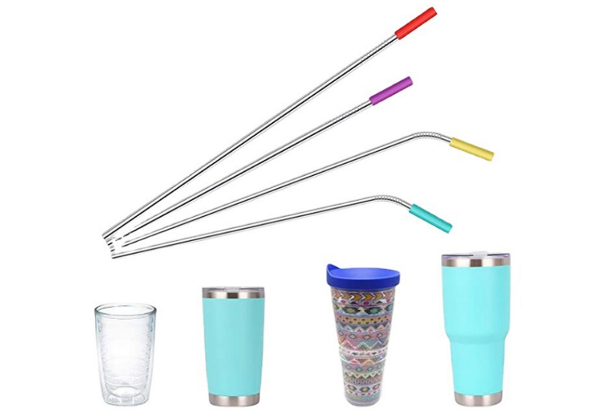 20-Pack Reusable Stainless Steel Metal Straw Set with Silicone Covers - Option for Two Sets