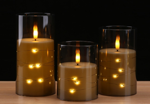 Three-Pieces Flameless LED Candle Lights Set - Available in Three Styles & Options for Two-Set