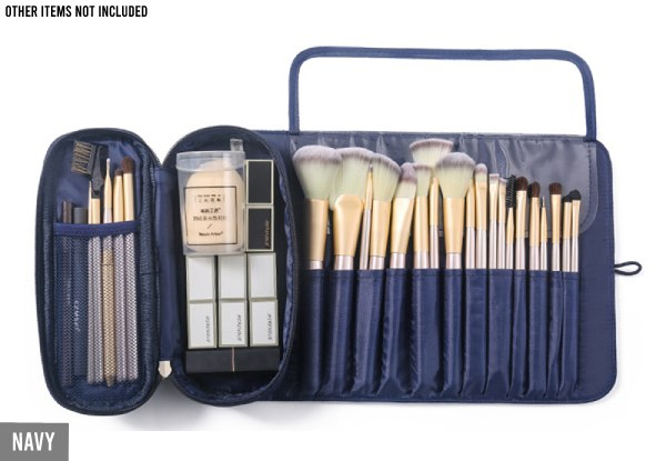 Cosmetic Makeup Bag with Brush Holder - Four Colours Available - Options for One or Two