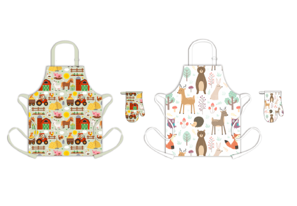 Kids Apron & Oven Mitt Kitchen Set - Three Options Available