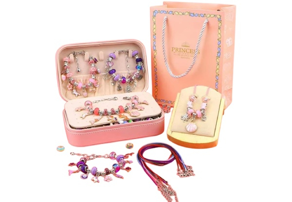 Kid's DIY Beaded Bracelet Making Kit with Jewelry Box - Two Colours Available