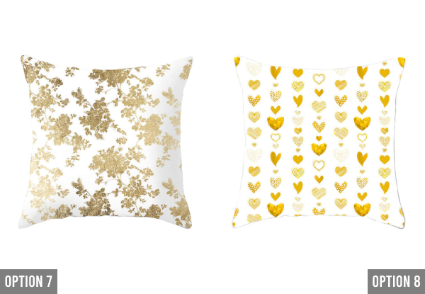 Gold Printed Cushion Cover 45x45cm - Available in Ten Options