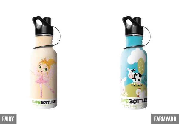 $15 for Two 500ml Stainless Steel SafeBottles – Available in Nine Designs