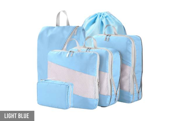 Six-Piece Compression Packing Cubes Travel Organiser Bag Set - Six Colours Available