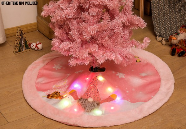 Pink Christmas Tree Skirt with Light - Two Options Available