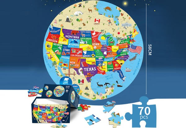 70-Piece Kids Large Round Puzzle - Option for Two-Set