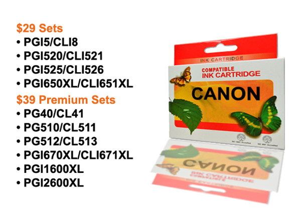 Five Ink-Cartridges Compatible with Epson, Brother or Canon Printers - Options for a Set of Premium Ink Cartridges, Hewlett Packard Ink Cartridges or New Release Cartridges with Free Delivery