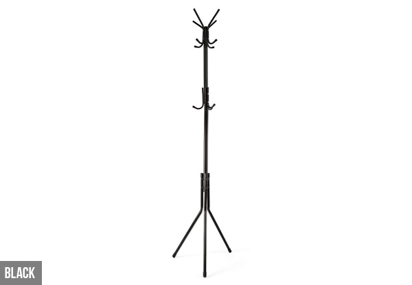 12 Hook Metal Hat & Coat Stand - Two Colours Available