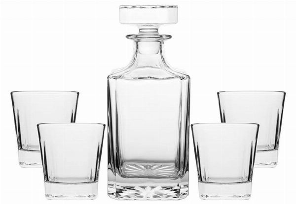 Novare Whiskey Decanter with Four Glasses - Two Options Available
