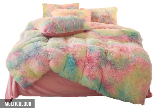 Soft Fluffy Plush Bedding & Pillowcase Cover Set - Available in Five Colours & Four Sizes