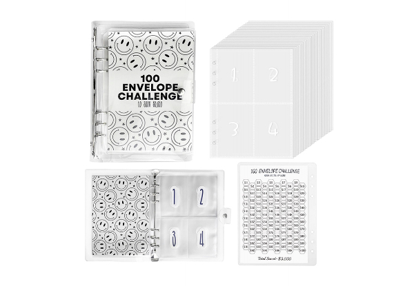 100-Envelope Money Saving Challenge Binder - Three Colours Available