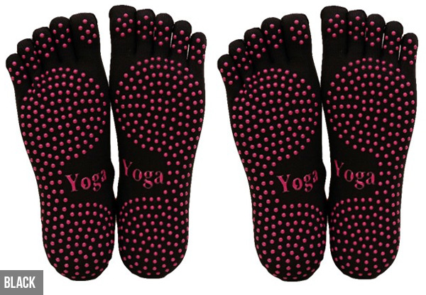 Two Pairs of Yoga Socks with Toe Grip