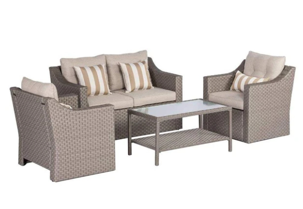 Four-Piece Outdoor Furniture Fully-Woven Set in Grey