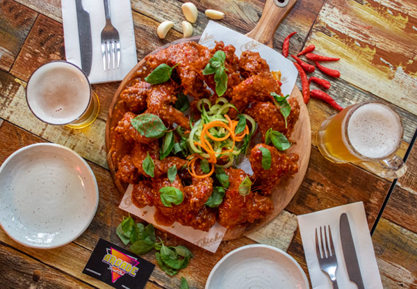 1kg of Spicy Asian Fried Chicken Wings & Two House Beers or Wines for Two People