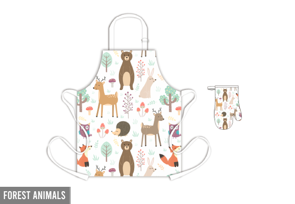 Kids Apron & Oven Mitt Kitchen Set - Three Options Available