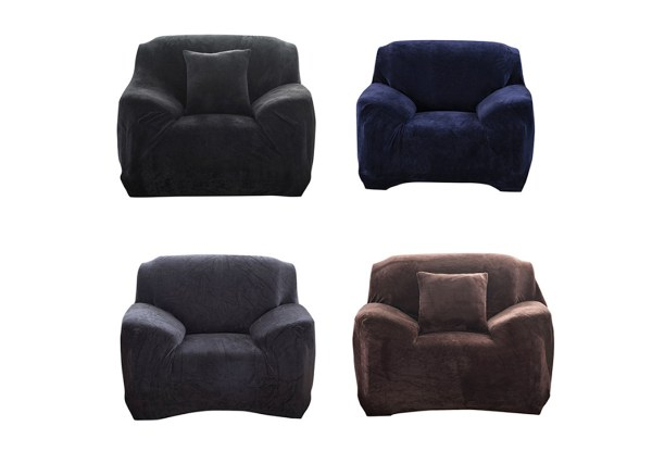 Velvet Plush Stretch Sofa Slipcover - Available in Four Colours, Four Options & Option for Two-Pack