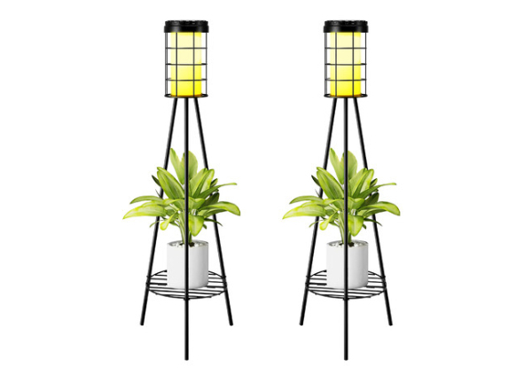 Two-Piece Outdoor Solar Light with Plant Stand