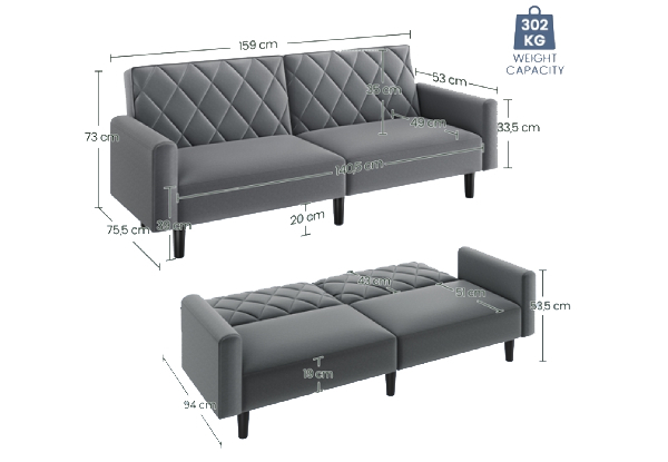 Velvet Convertible Sofa Bed