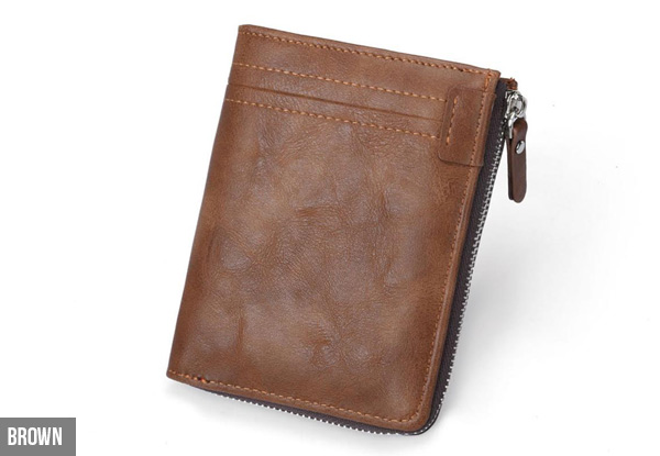 Zippered Leather-Look Wallet - Two Colours & Option for Two Available with Free Delivery