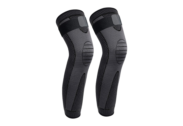 Pair of Long Knee Brace Compression Sleeves - Four Sizes Available