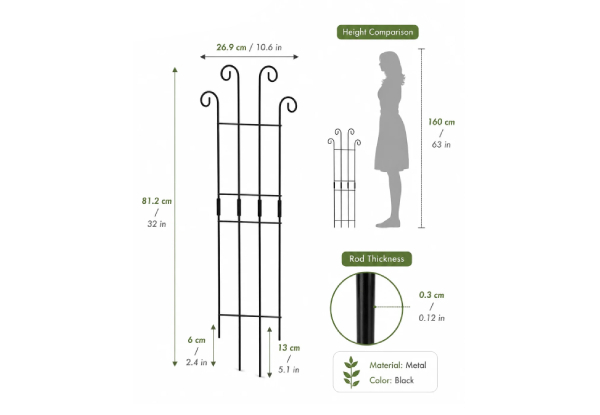Four-Piece Metal Garden Trellis for Climbing Plants
